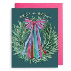 Colorful Bow Wreath Boxed Card Set, Set of 6