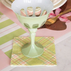 Bright Green Plaid Cocktail Napkin