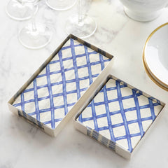Blue Lattice Cocktail Napkins