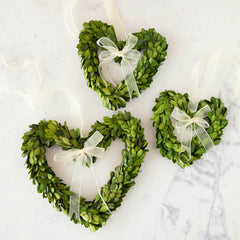 Boxwood Wreath Hearts with Ribbon