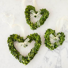 Boxwood Wreath Hearts with Ribbon