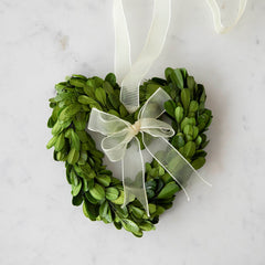 Boxwood Wreath Hearts with Ribbon