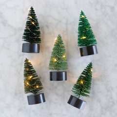 4" Light Up Green Bottle Brush Tree