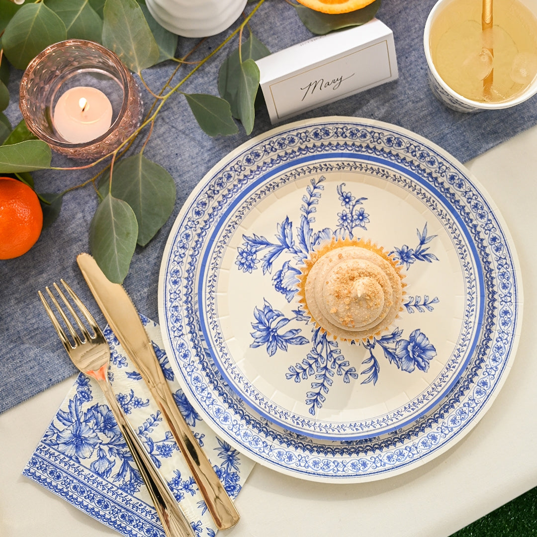 Blue French Toile Paper Party Dinnerware