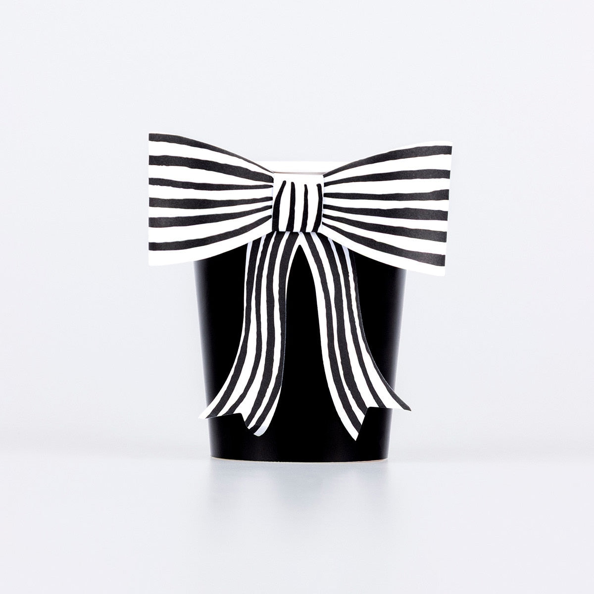 Black & White Stripy Bow Cups