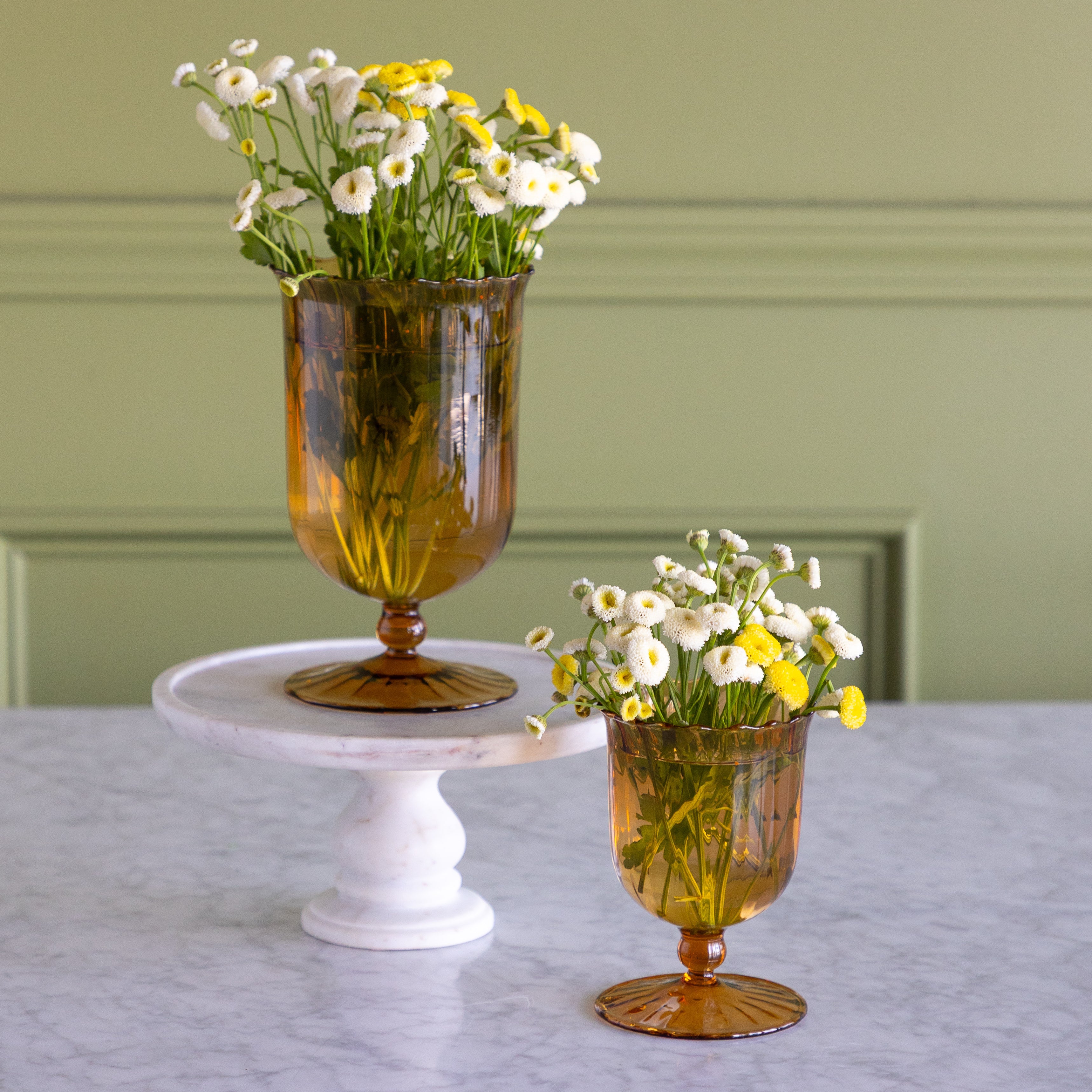 Amber Fluted Vase