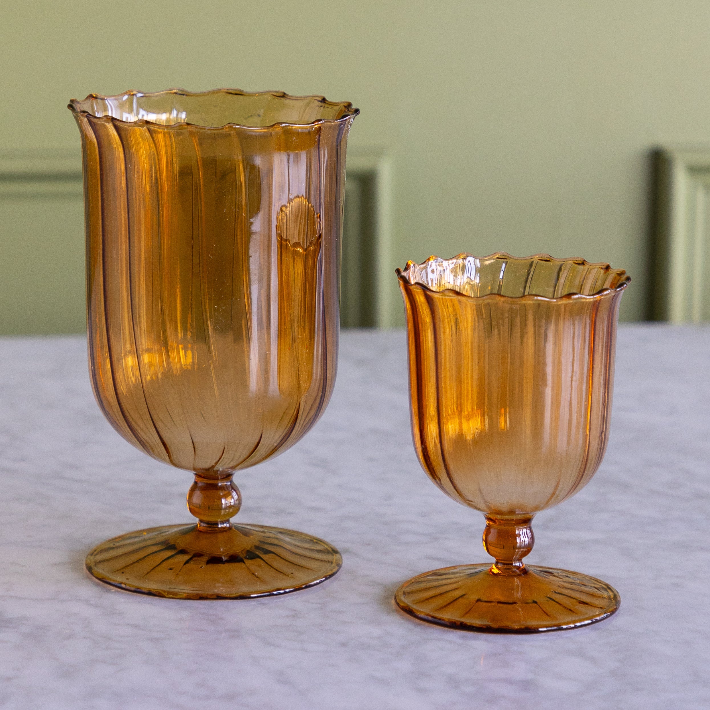 Amber Fluted Vase