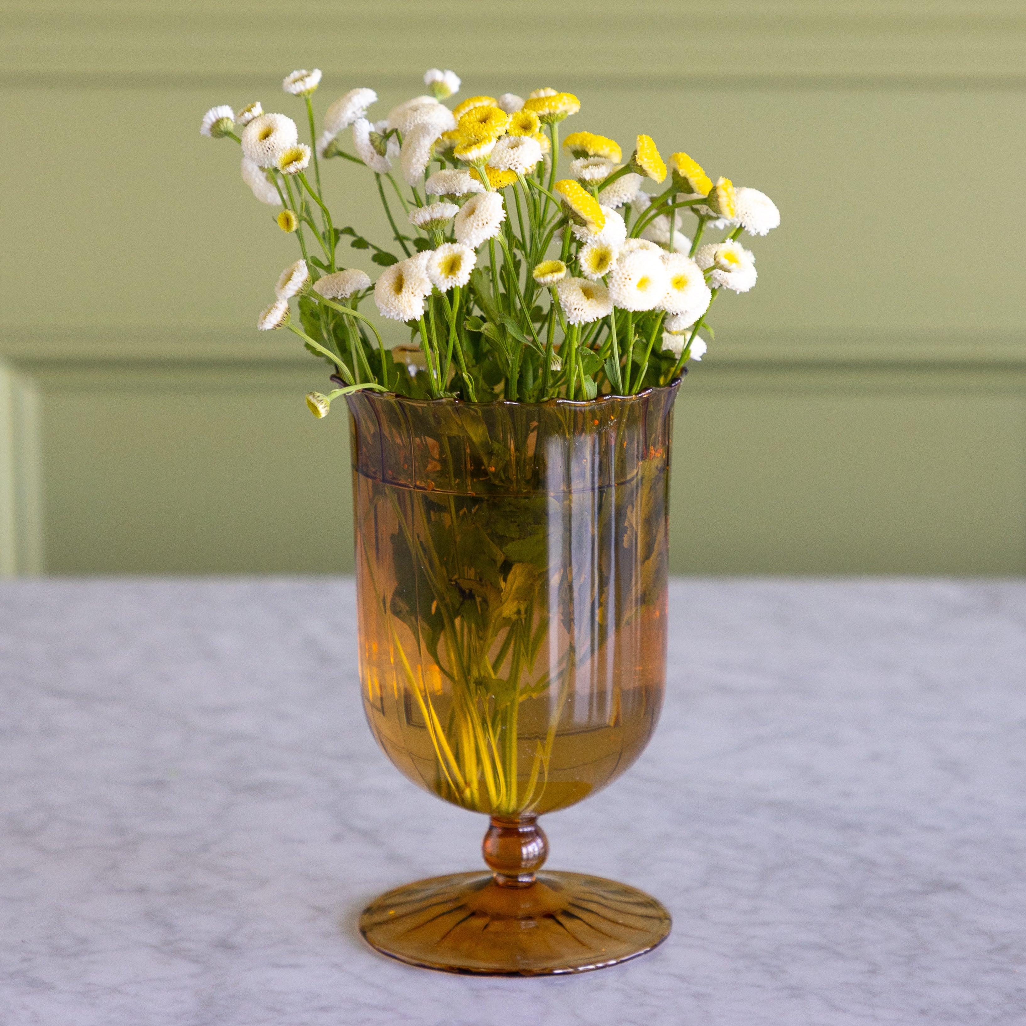 Amber Fluted Vase