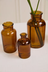 Amber Bottleneck Bud Vases