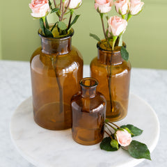 Amber Bottleneck Bud Vases
