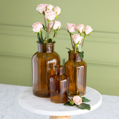 Amber Bottleneck Bud Vases