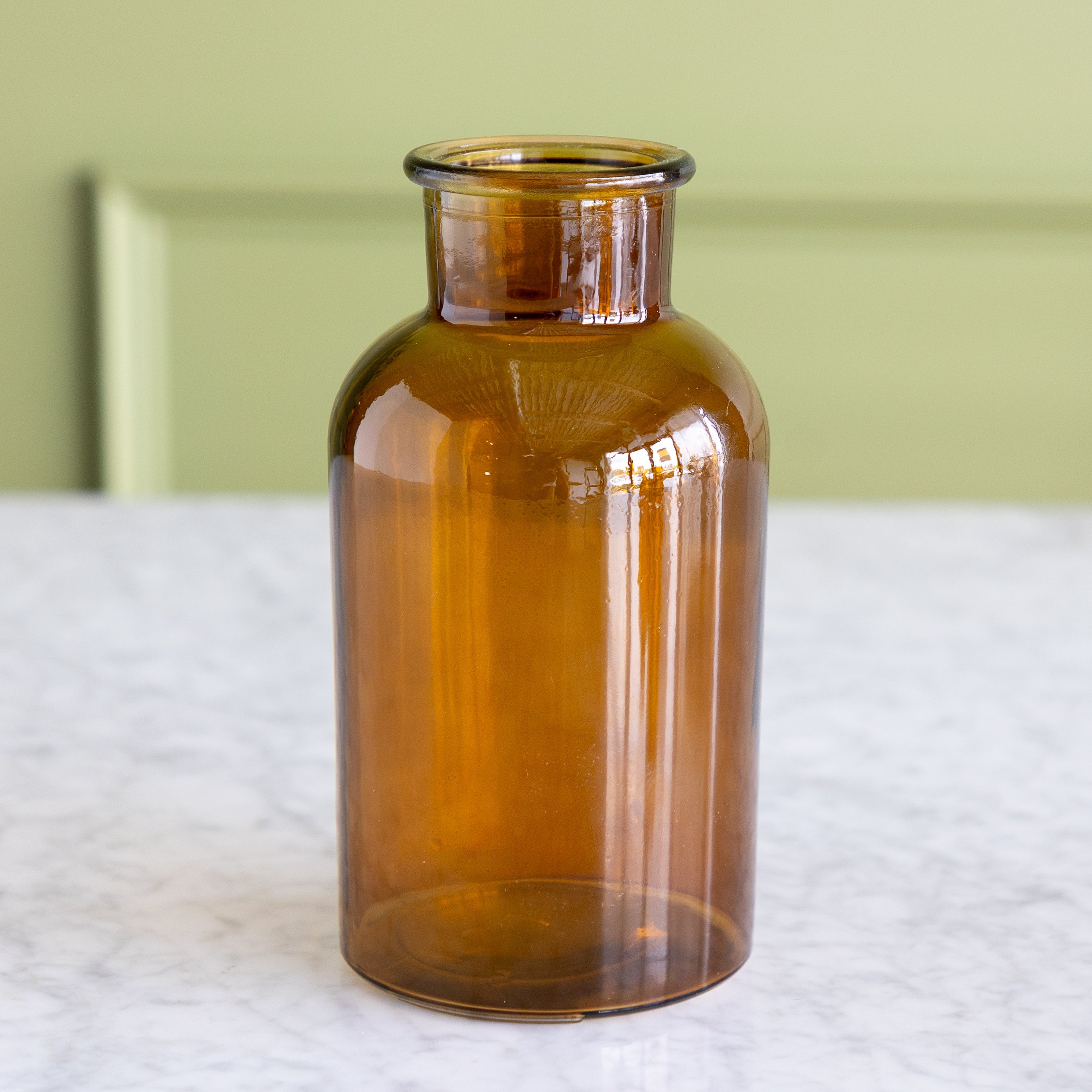 Amber Bottleneck Bud Vases