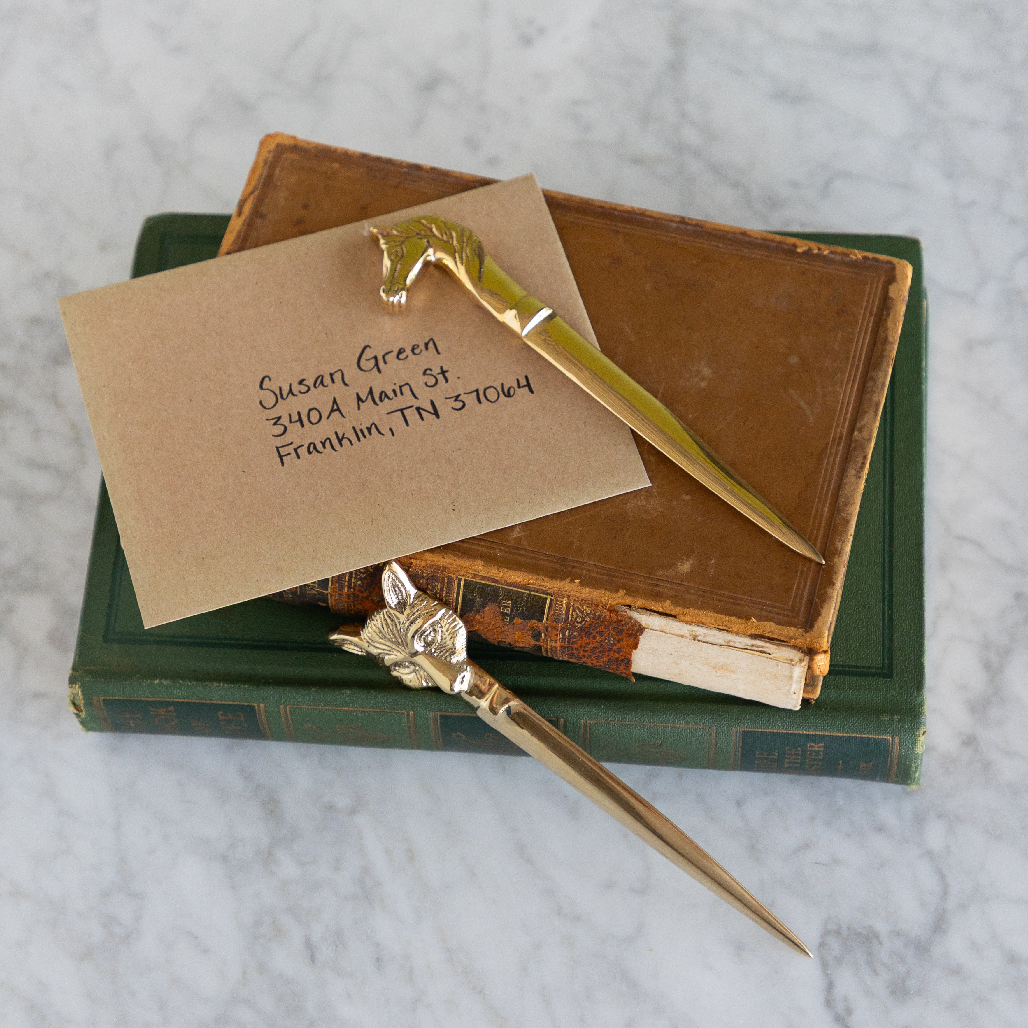Brass Fox Head Letter Opener