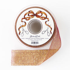 Burgundy and Gold Sparkle Ribbon