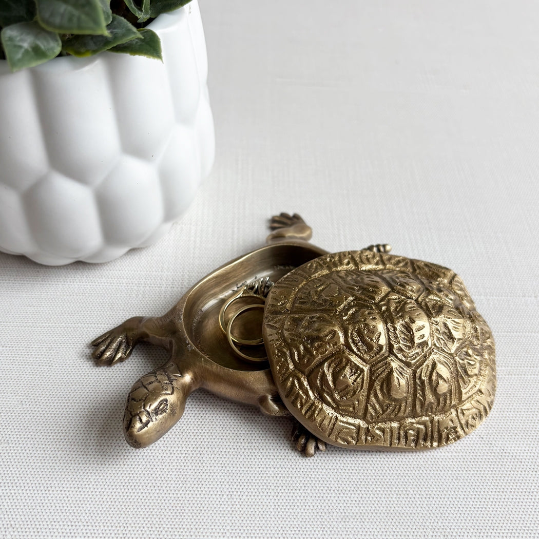 Antiqued Brass Turtle Box