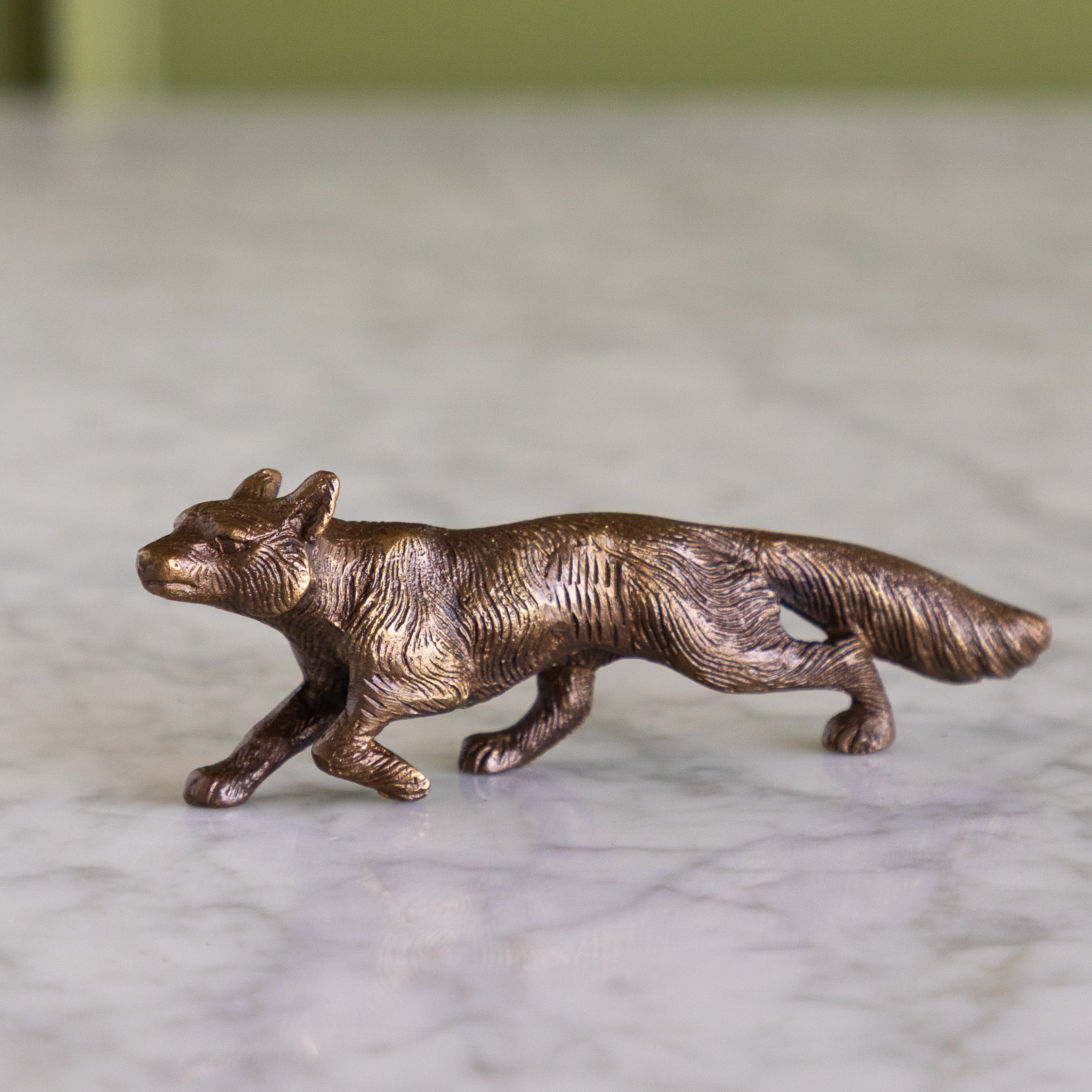 Brass Antiqued Fox Decor
