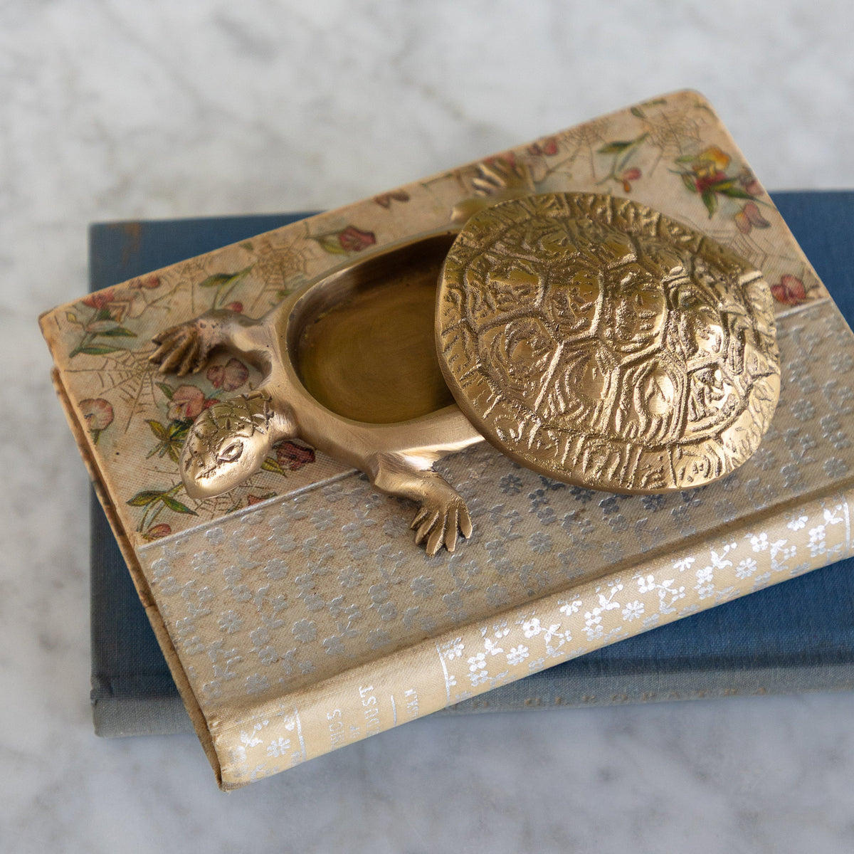 Antiqued Brass Turtle Box