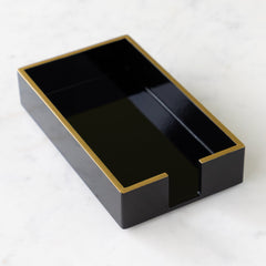 Black Guest Towel Napkin Holder with Gold Trim