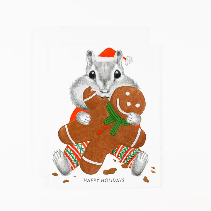 Chipmunk Eating Gingerbread Set of 6 Cards