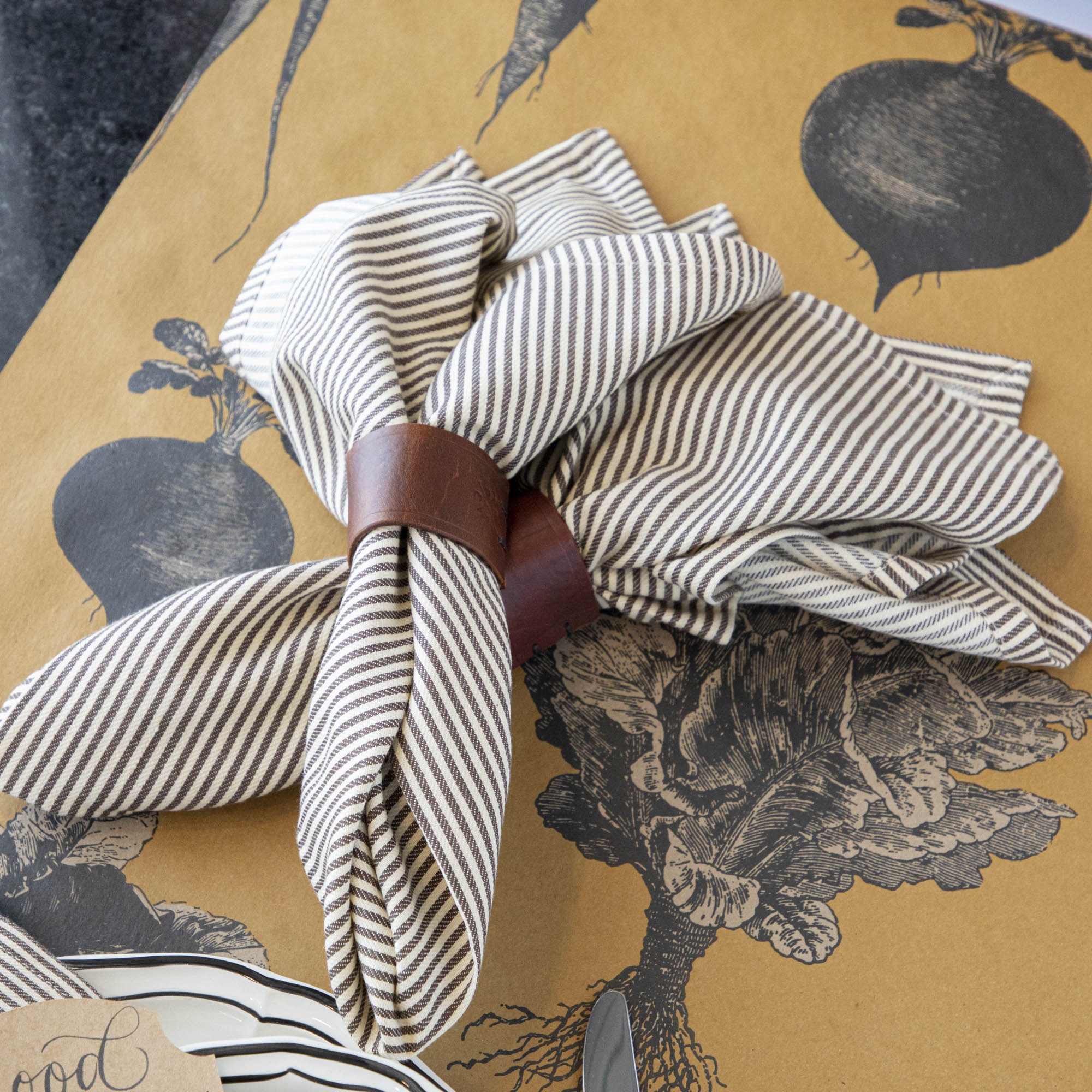 Brown Farmhouse Stripe Napkin