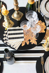 Black & Gold Awning Stripe Cocktail Napkins