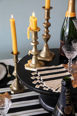 Black & Gold Awning Stripe Cocktail Napkins
