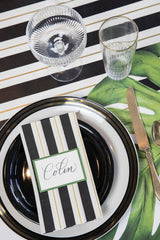 Black & Gold Awning Stripe Guest Napkins