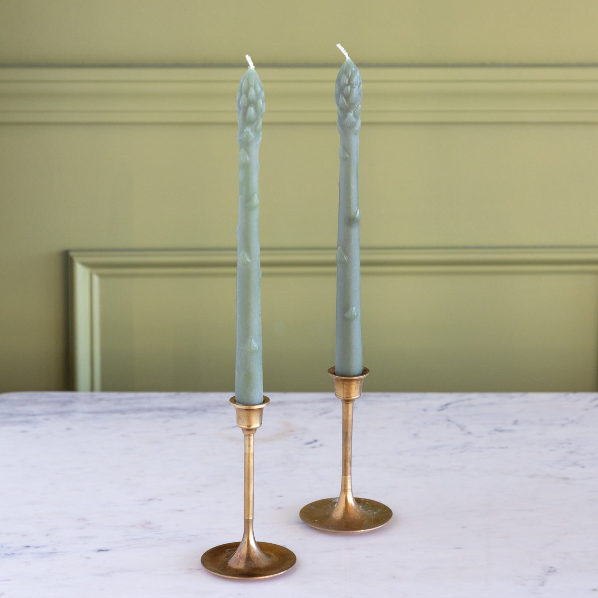 Asparagus Shaped Taper Candle, Set of 2