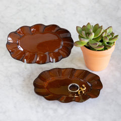 Brown Scalloped Plate
