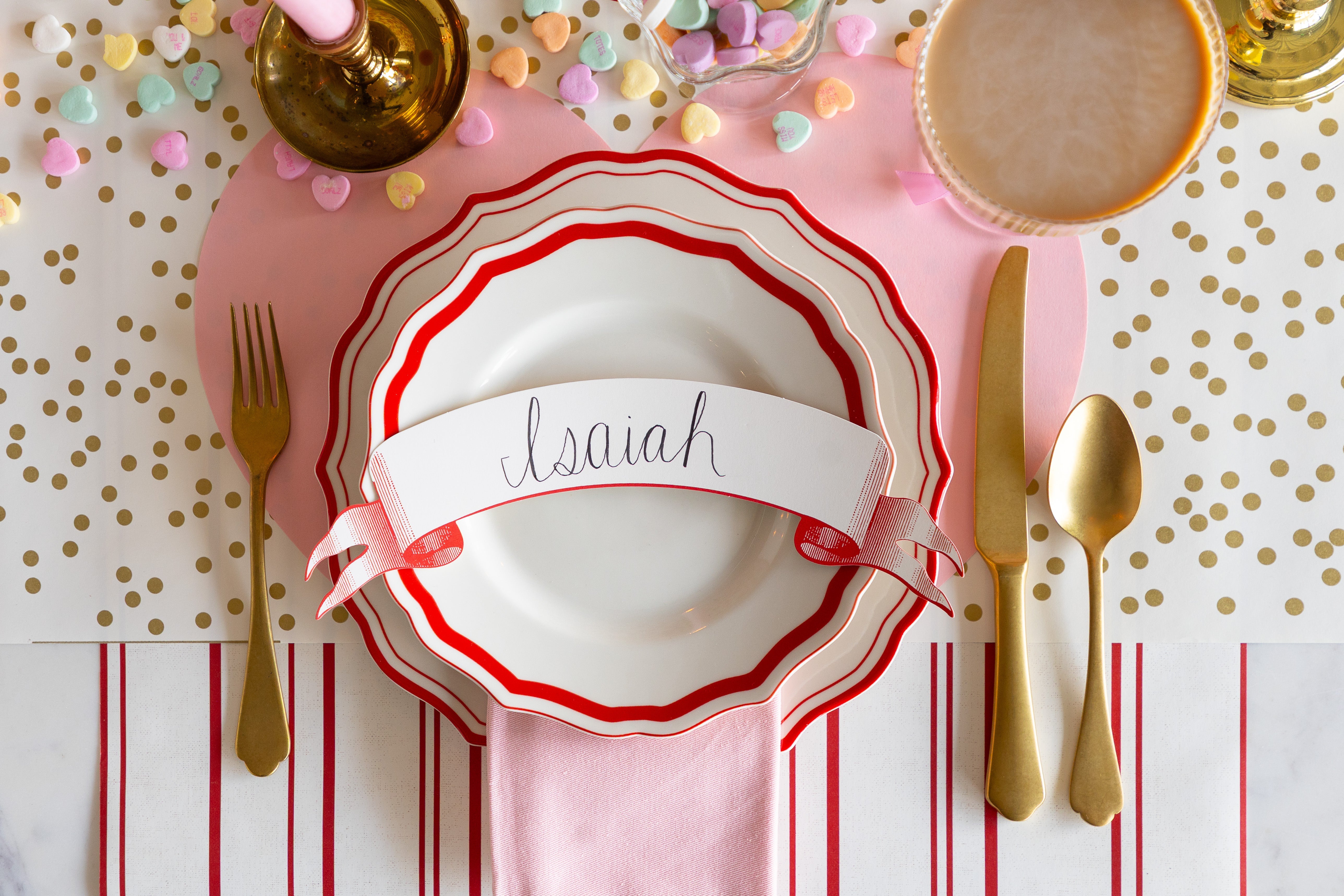 Classic Red Banner Table Accent