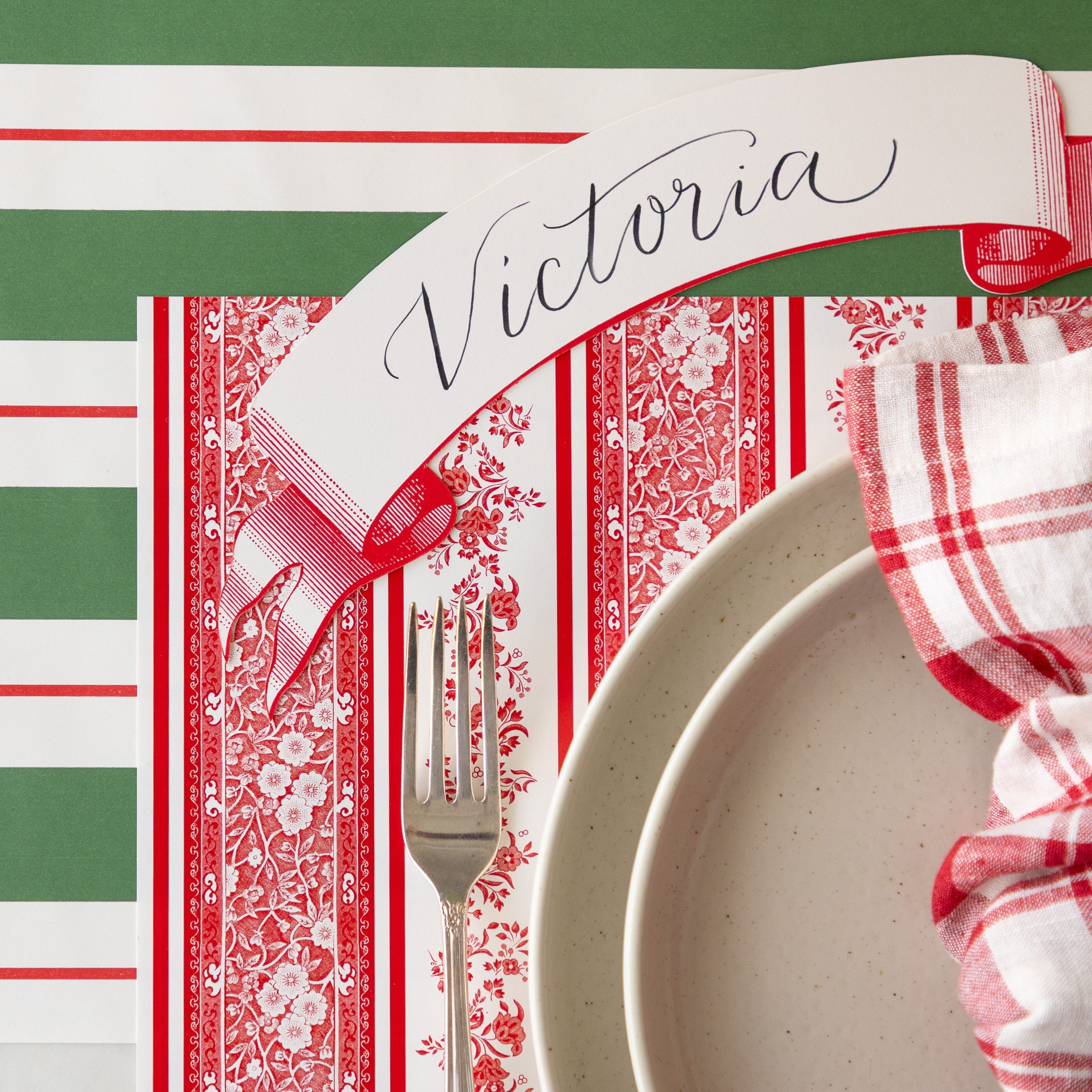 Classic Red Banner Table Accent