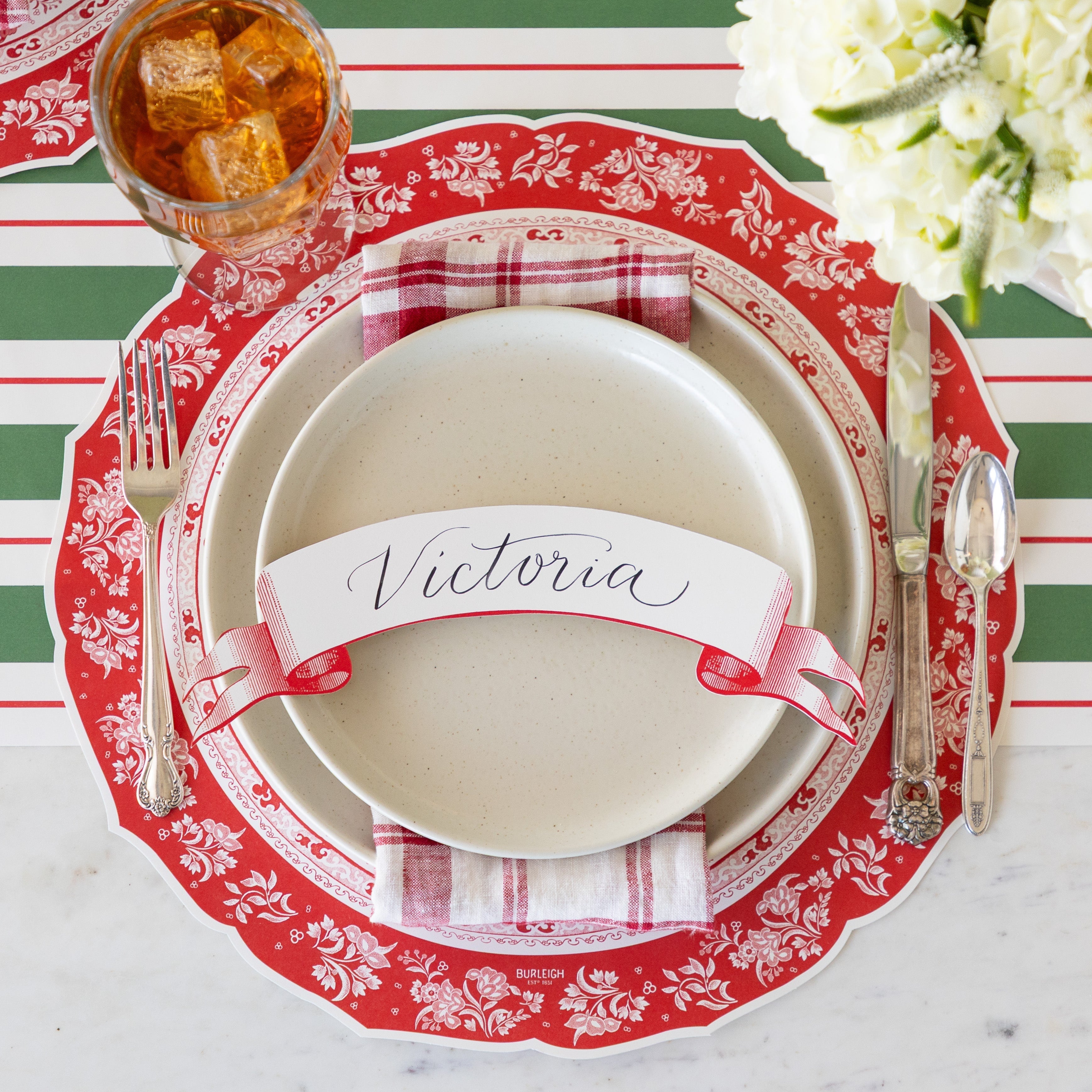 Classic Red Banner Table Accent
