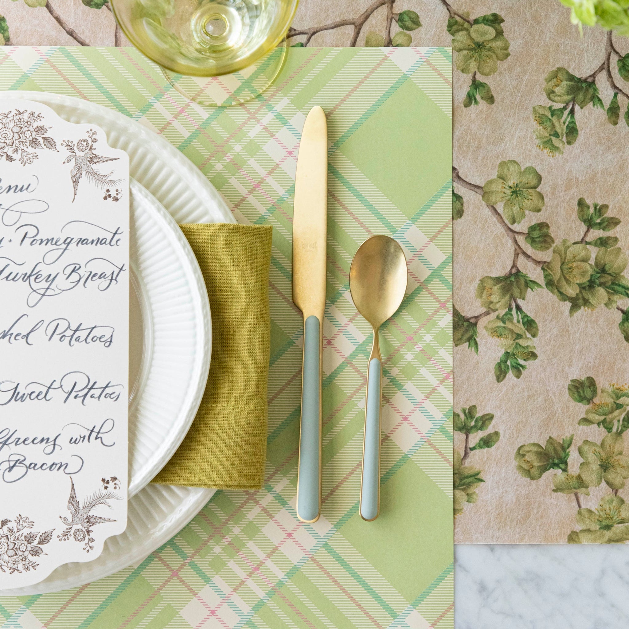 Bright Green Plaid Placemat