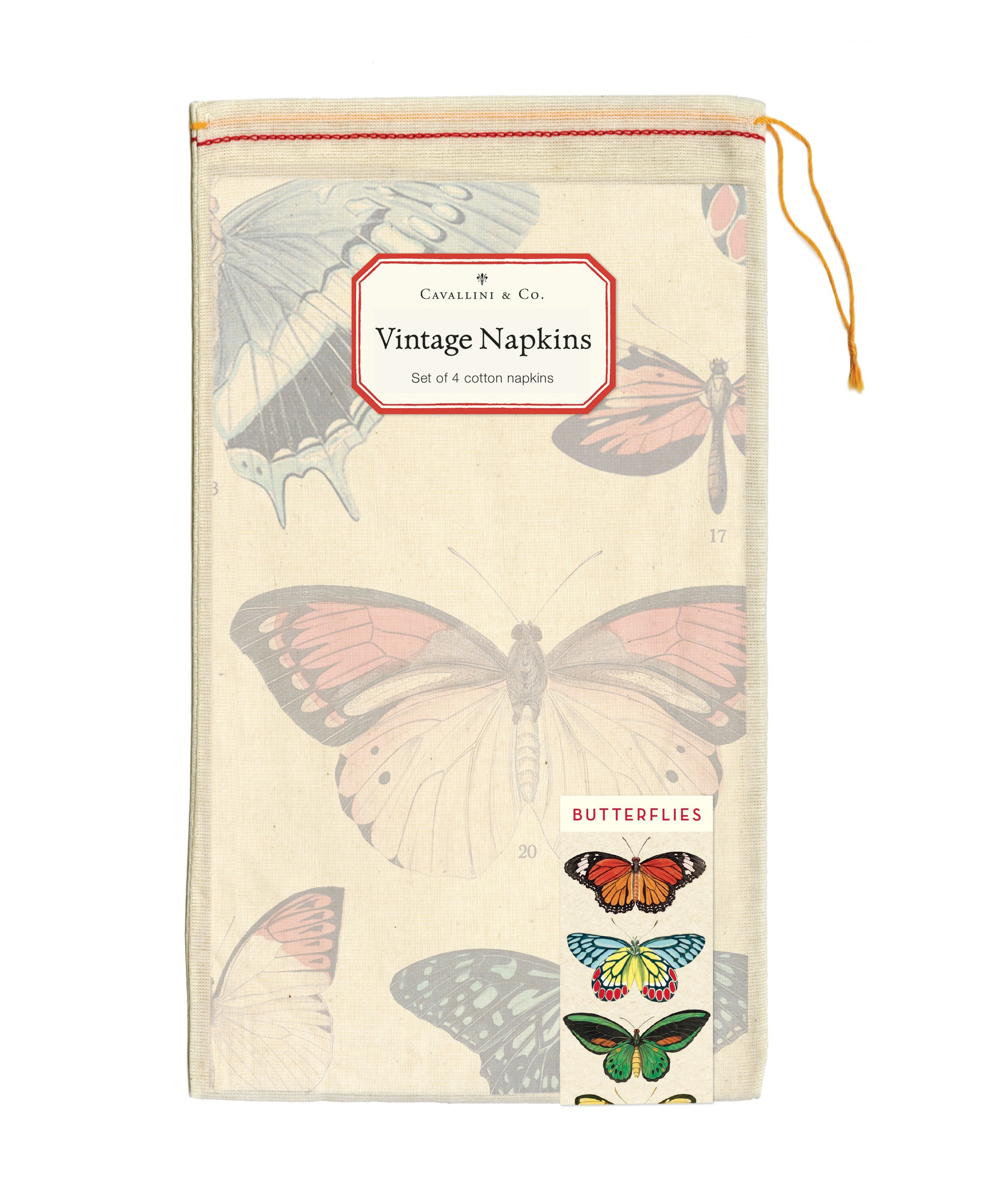 Butterflies Cloth Napkin, Set of Four