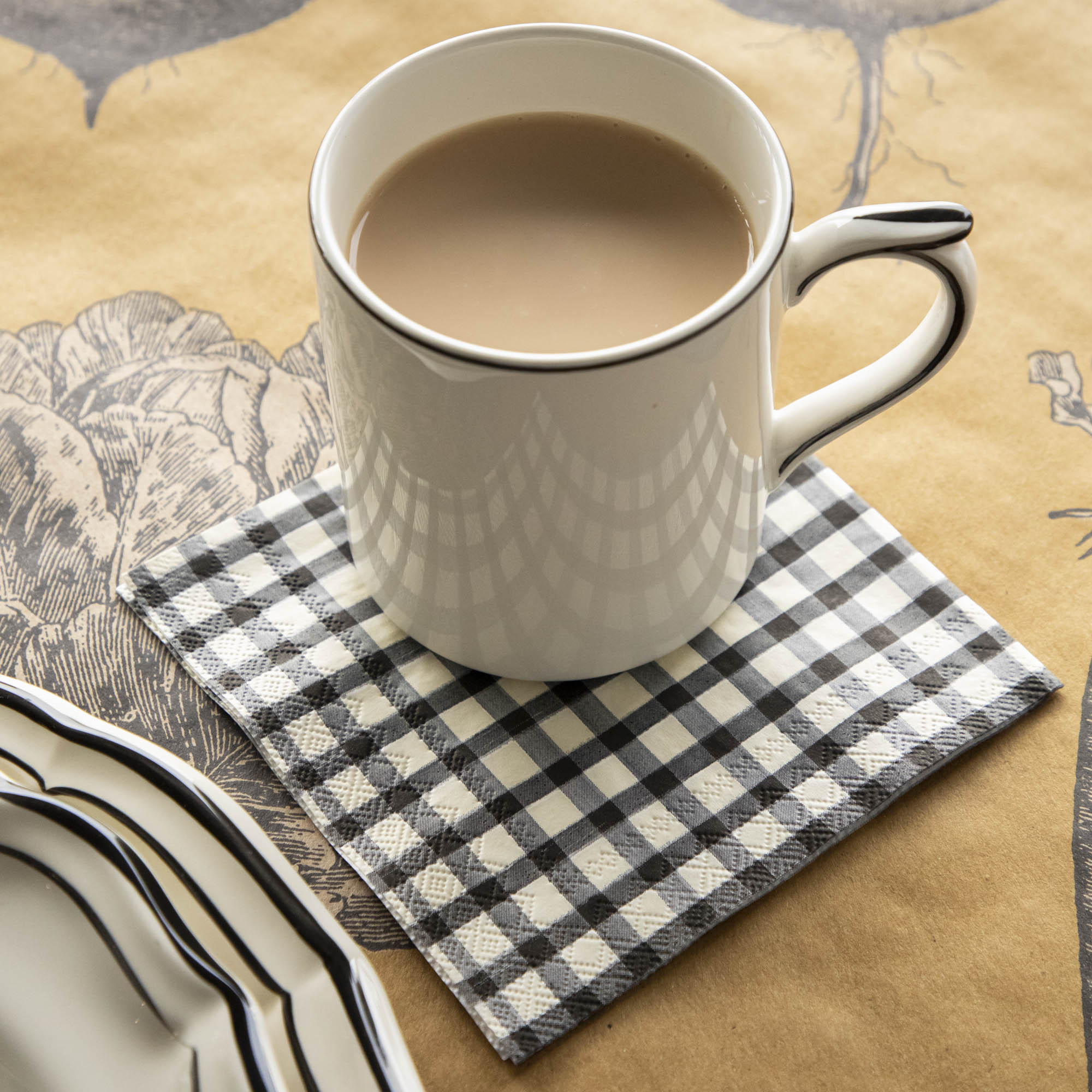 Black Painted Check Cocktail Napkins
