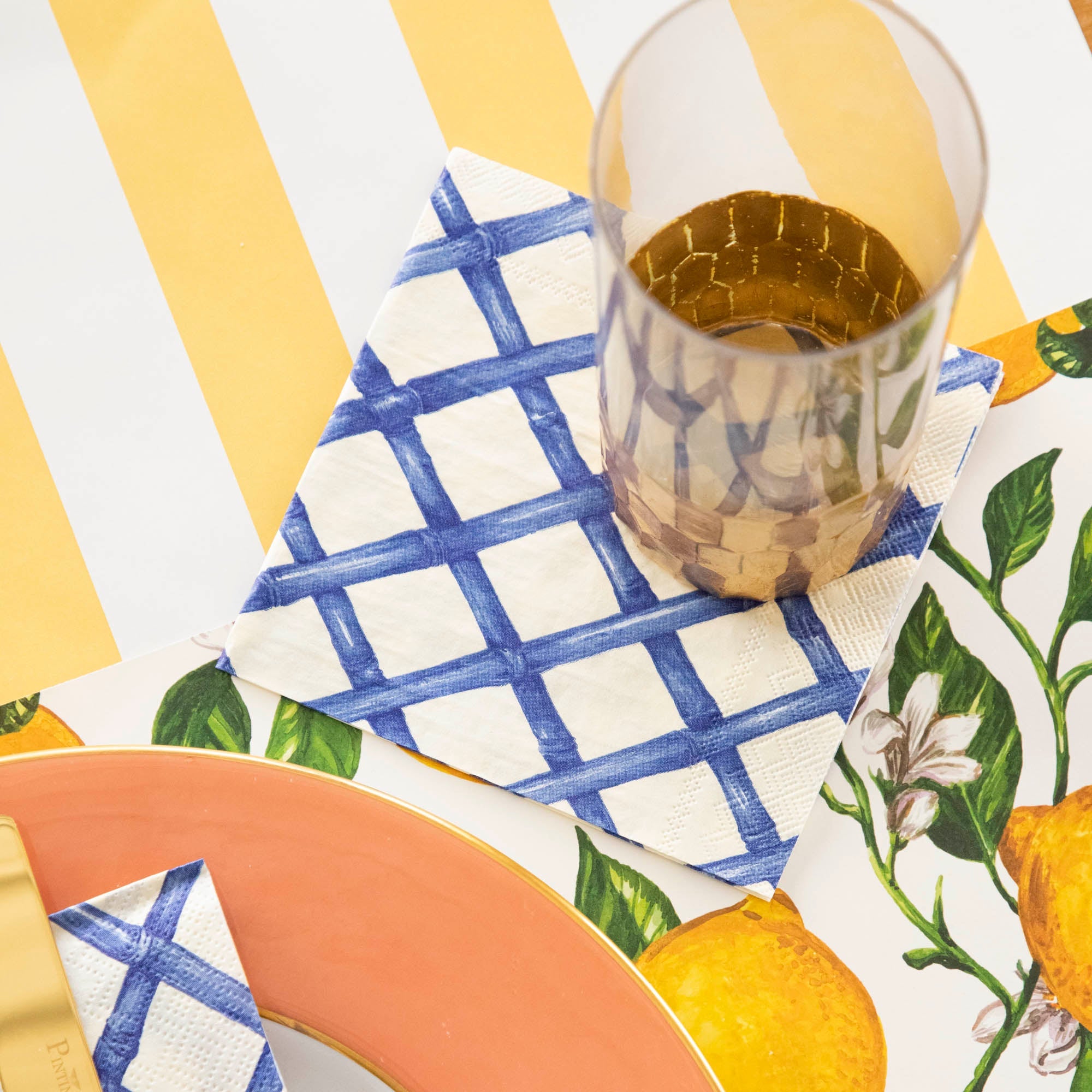 Blue Lattice Cocktail Napkins