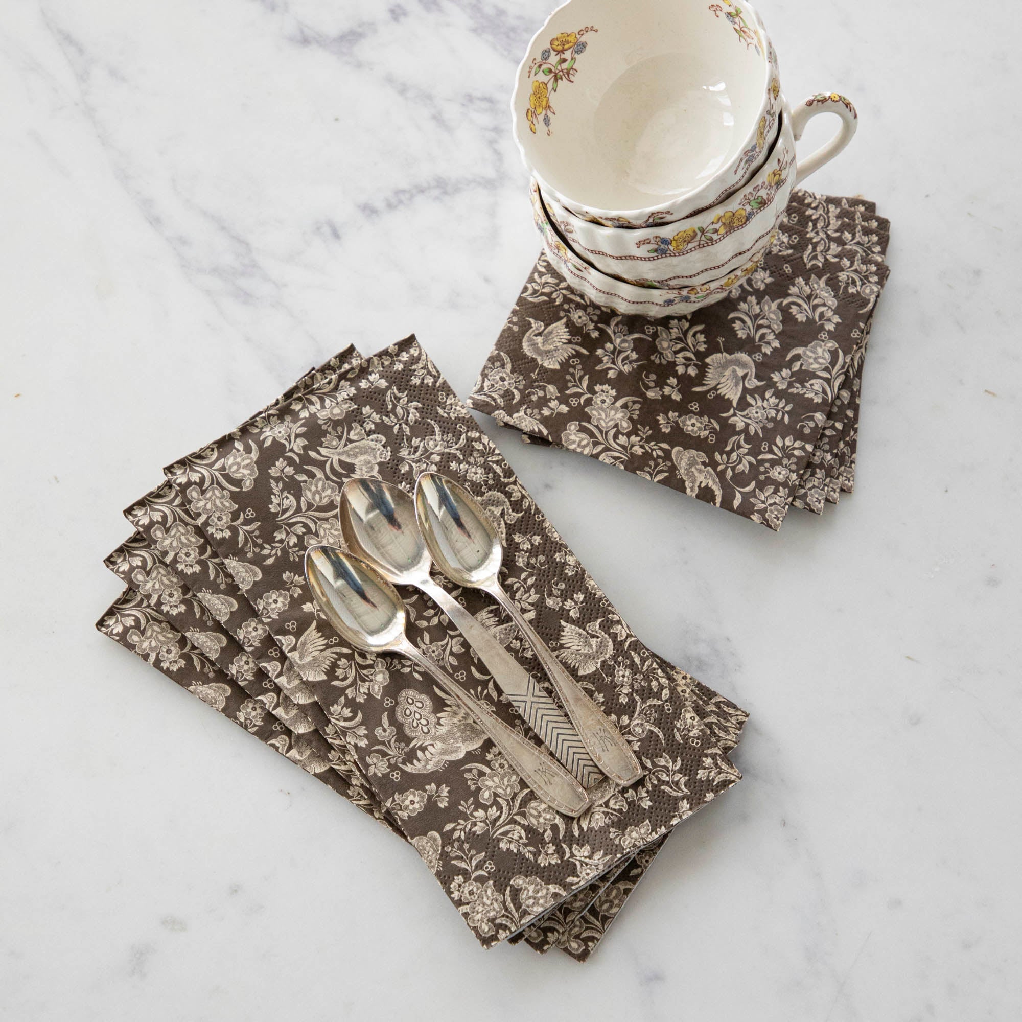 Brown Regal Peacock Guest Napkins