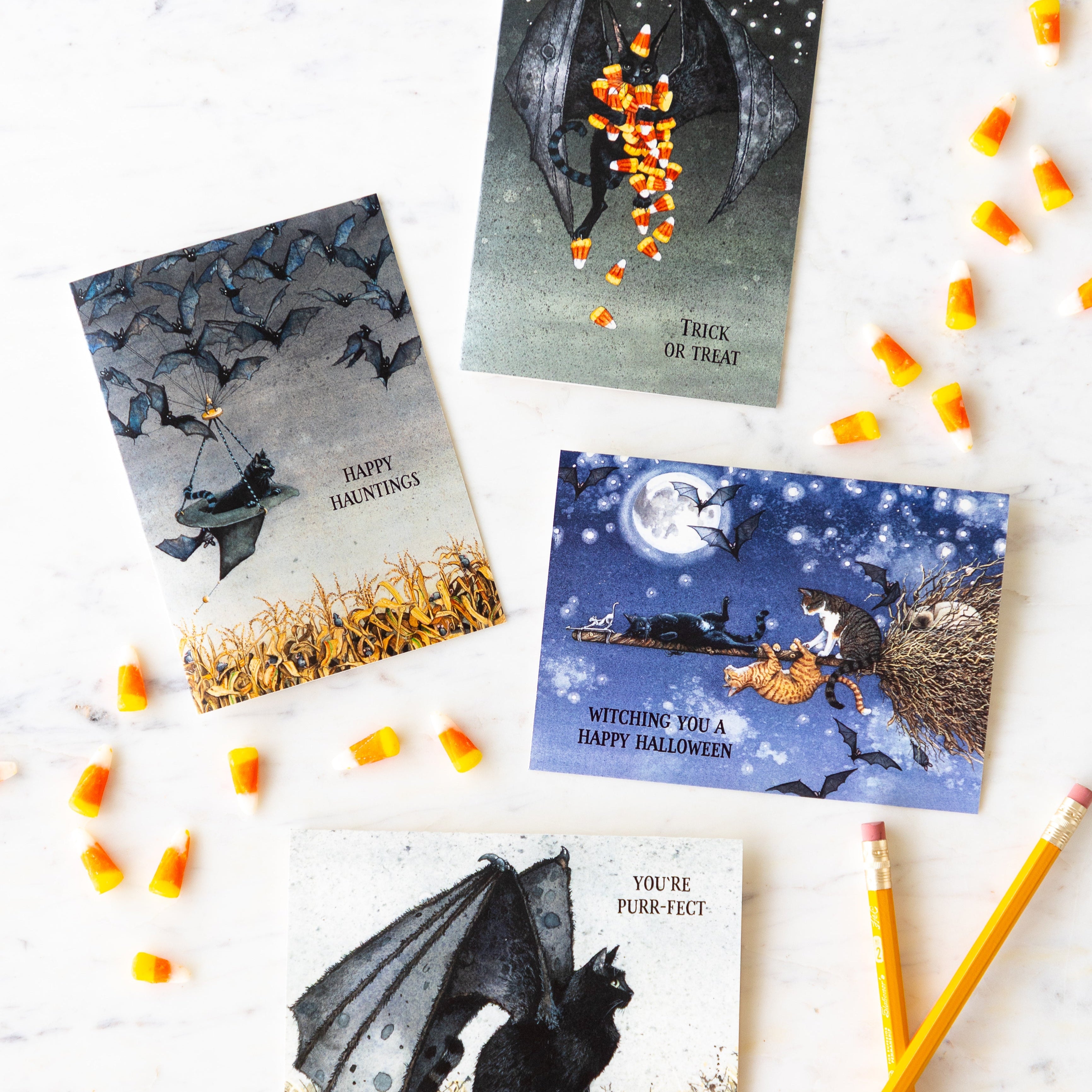 Candy Corn Cat Card