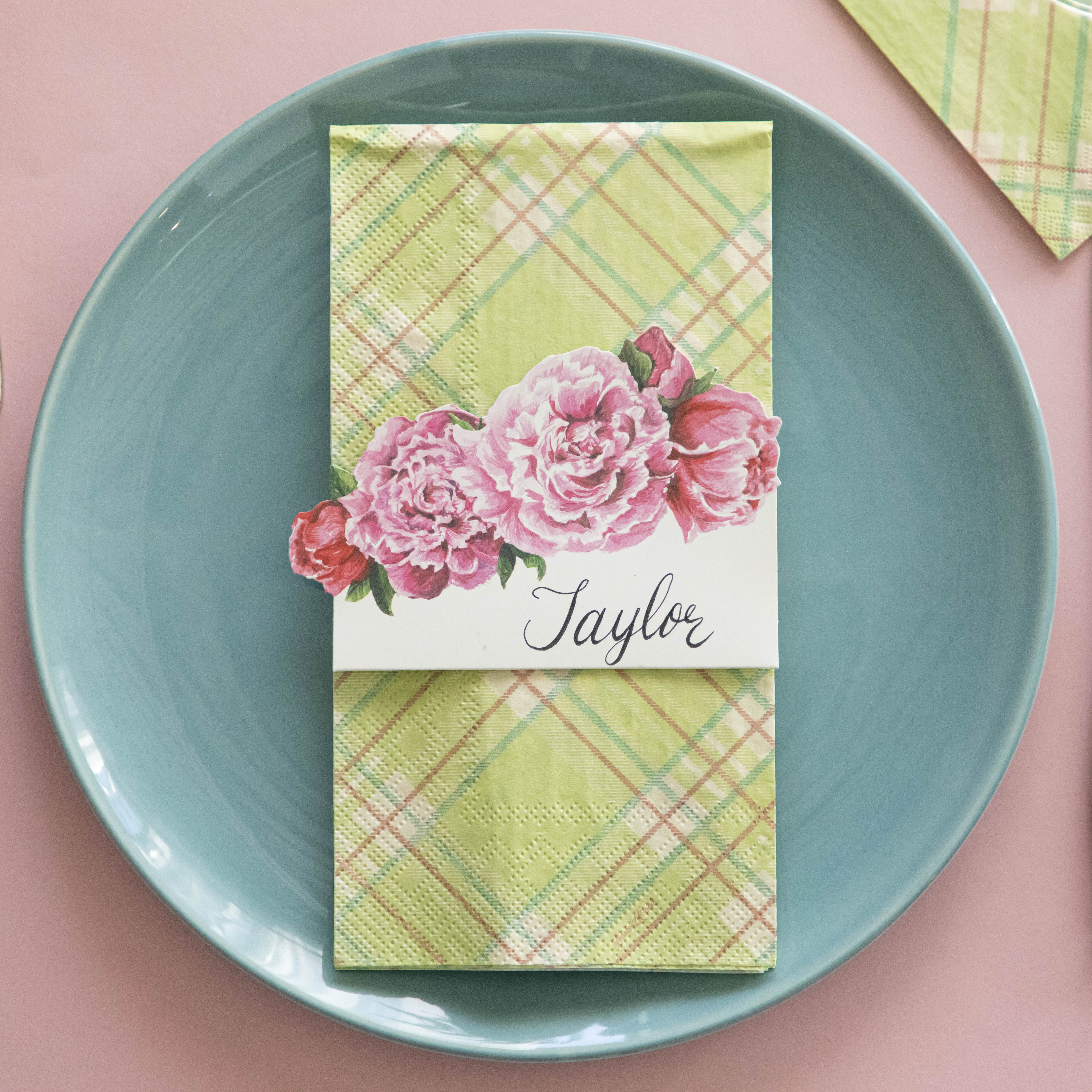 Bright Green Plaid Guest Napkin