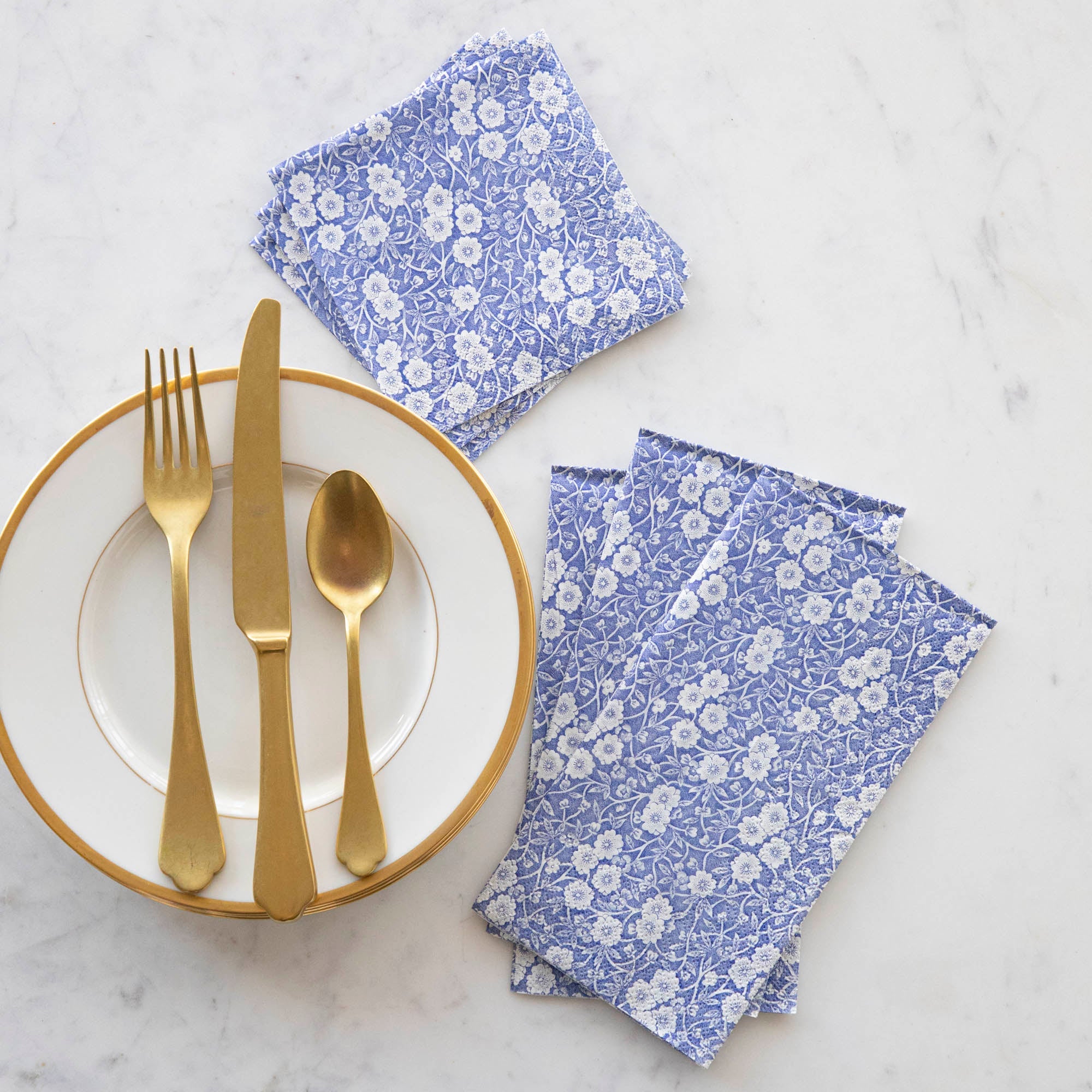 Blue Calico Cocktail Napkins
