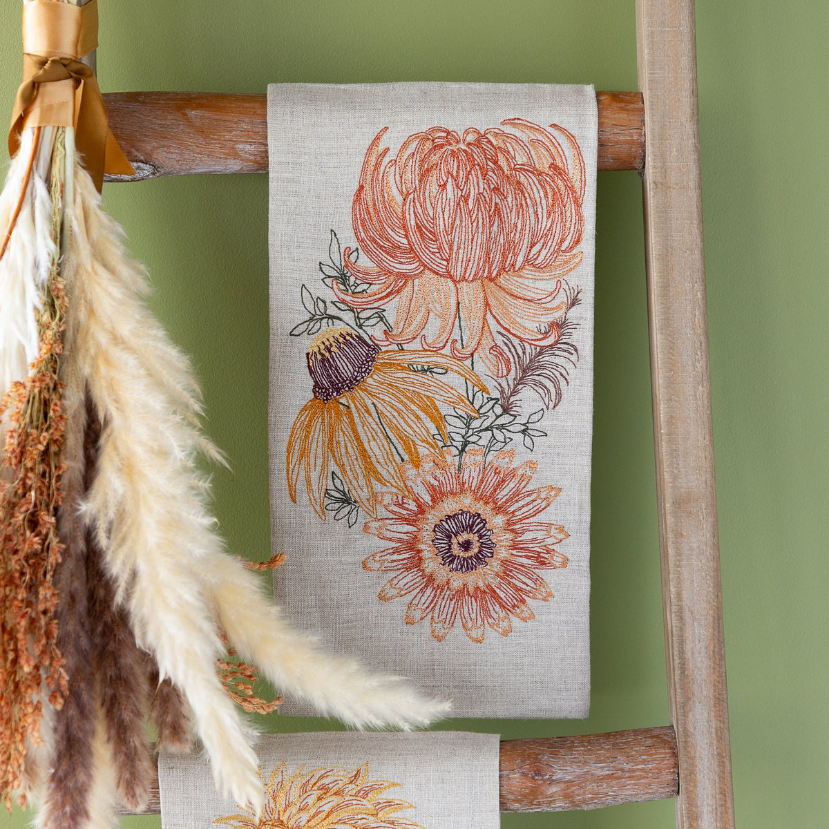Autumn Mums Tea Towel
