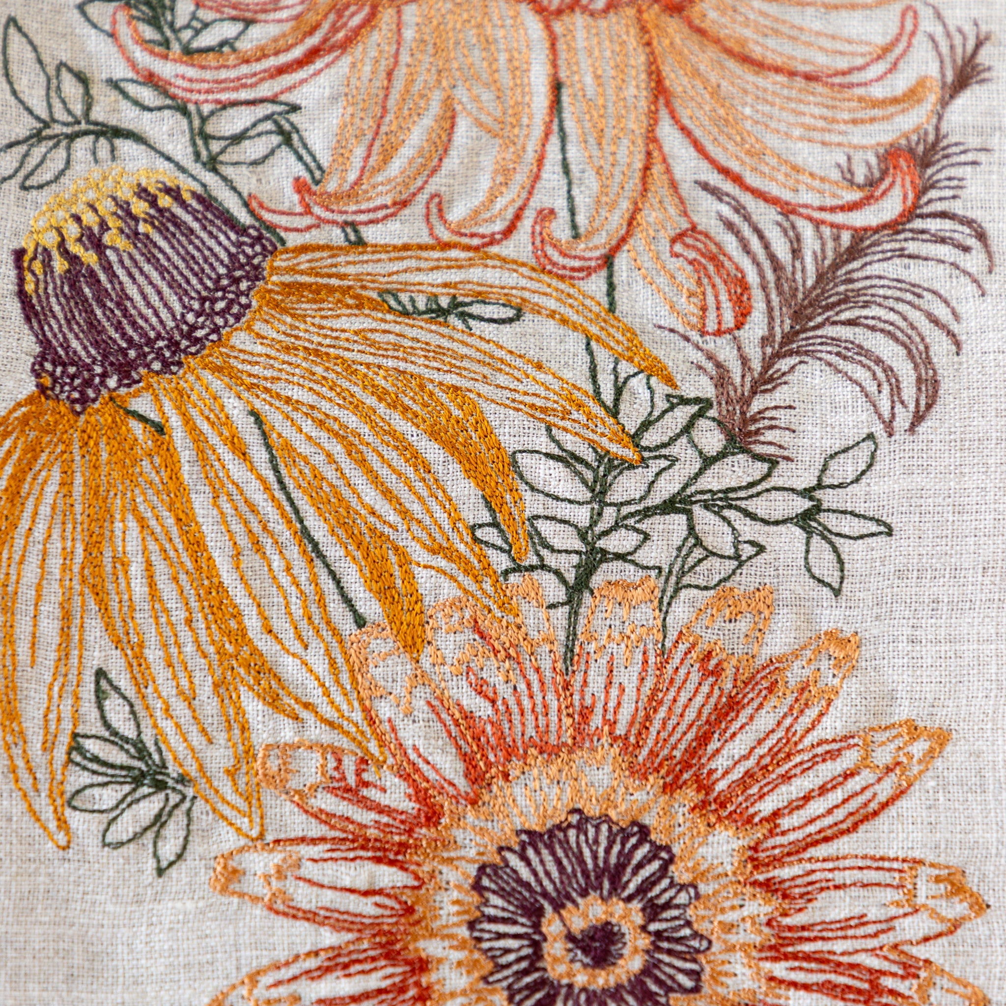 Autumn Mums Tea Towel