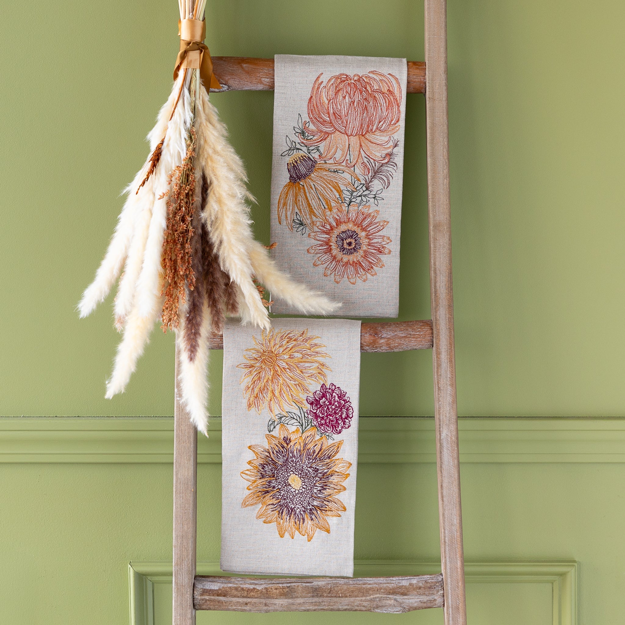 Autumn Mums Tea Towel