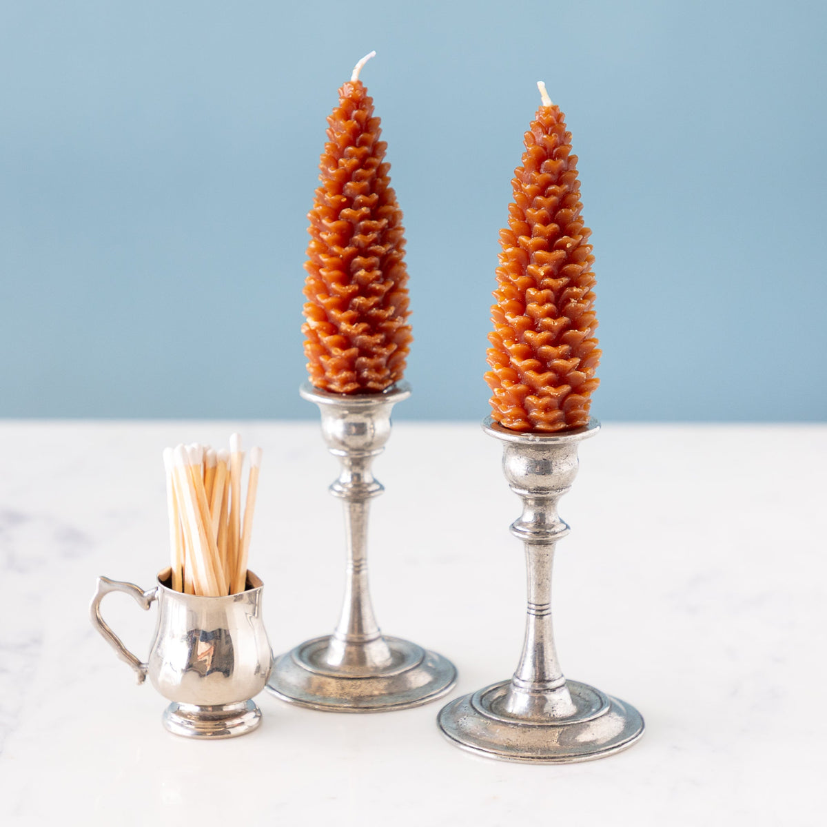 Brown Pinecone Taper Candles