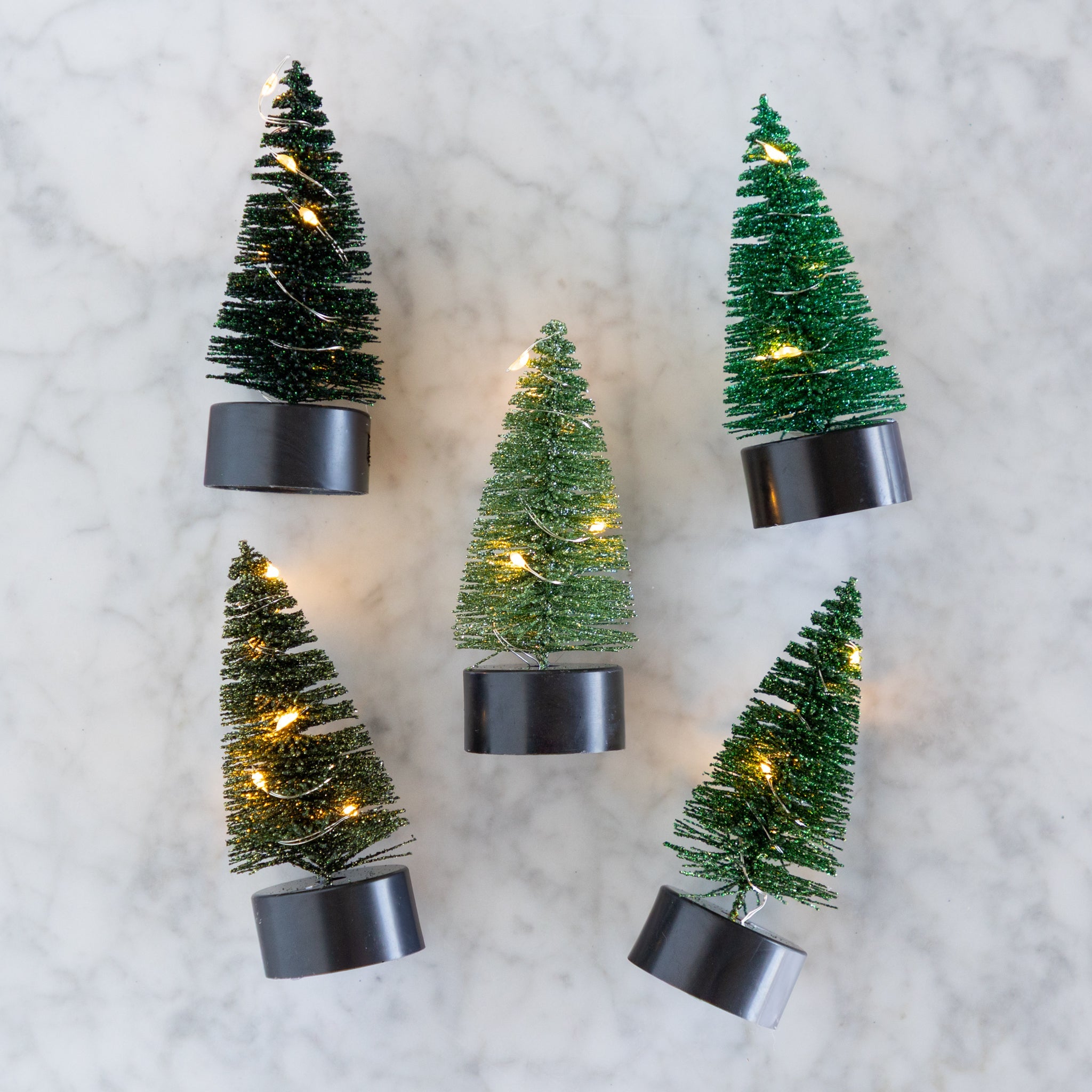 4" Light Up Green Bottle Brush Tree