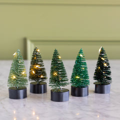 4" Light Up Green Bottle Brush Tree