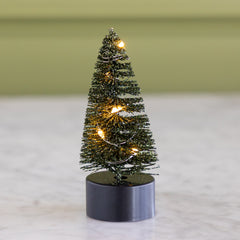 4" Light Up Green Bottle Brush Tree