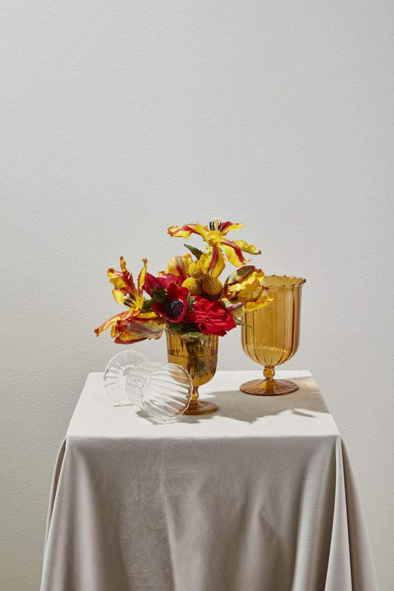 Amber Fluted Vase