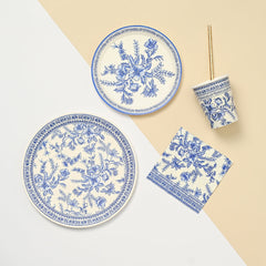 Blue French Toile Paper Party Dinnerware
