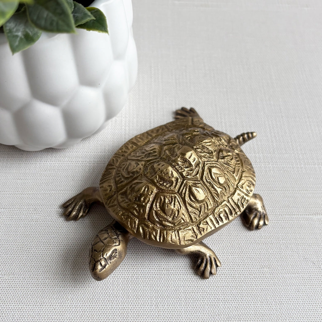 Antiqued Brass Turtle Box